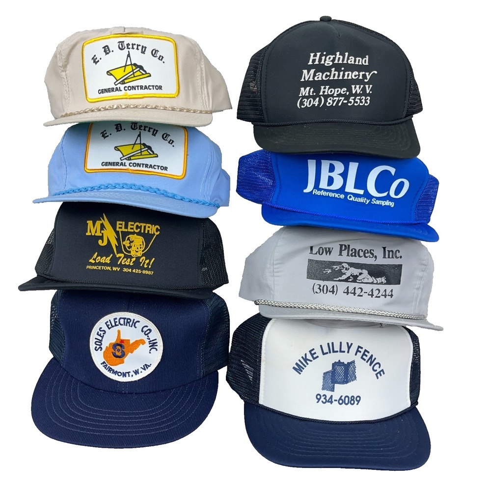 Vintage Trucker Hat Lot Snapback Cap 80s 90s Patch USA Advertising Logo Rope AE6